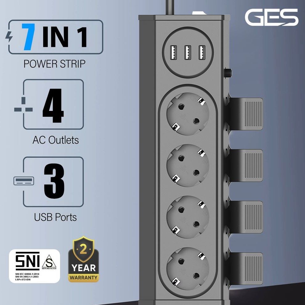 Stopkontak Ekstensi 7 in 1 GES GM2U-BR